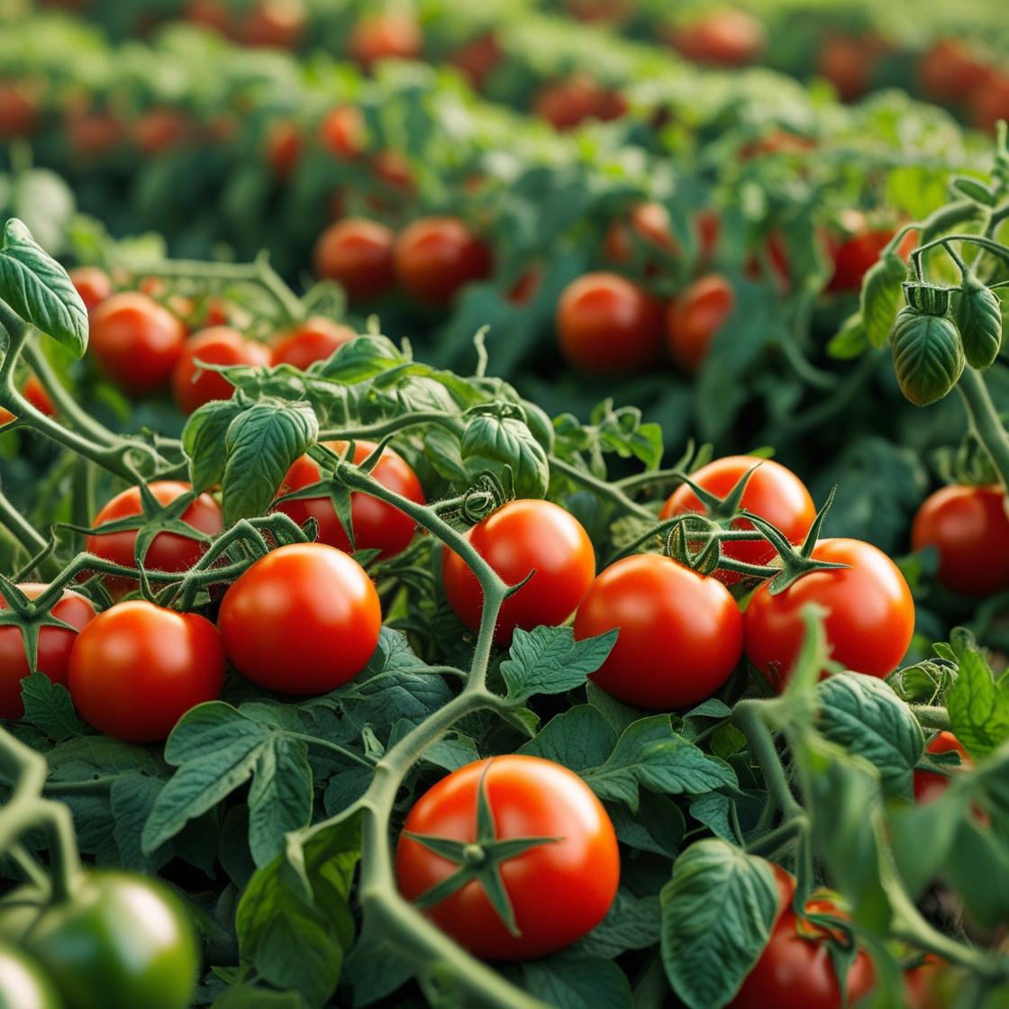 Campo de tomates en plena cosecha